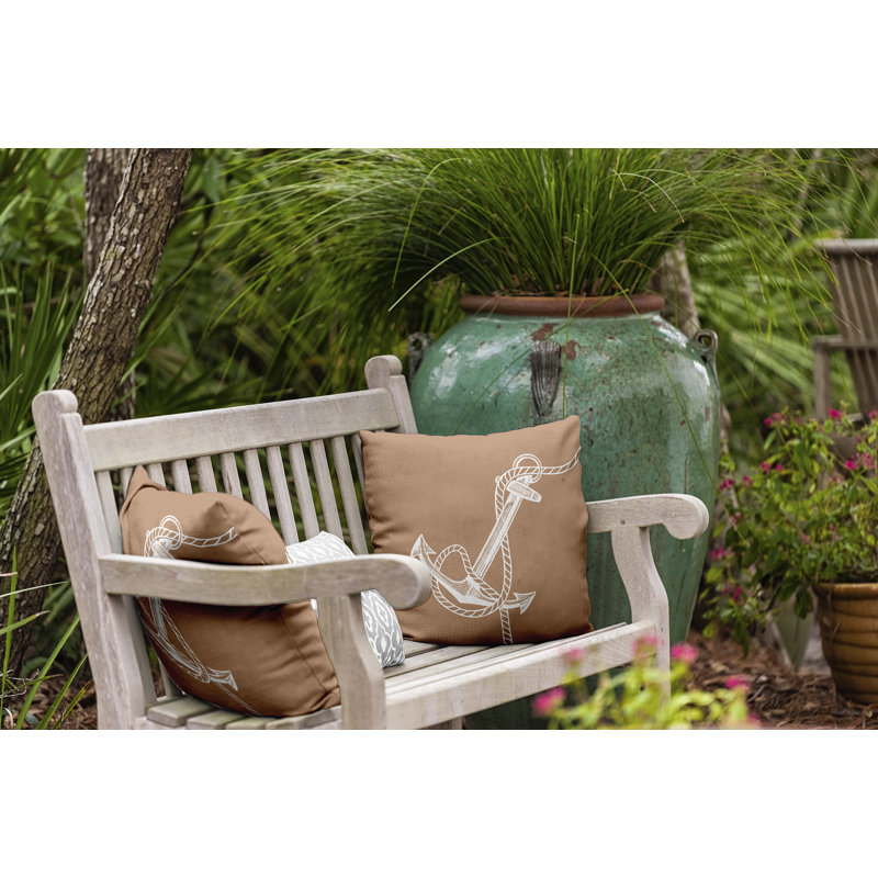 Housse et insert de coussin d'extérieur Nautical Nights Anchor & Rope, Brun Spud, Carré H 16 po x l 16 po