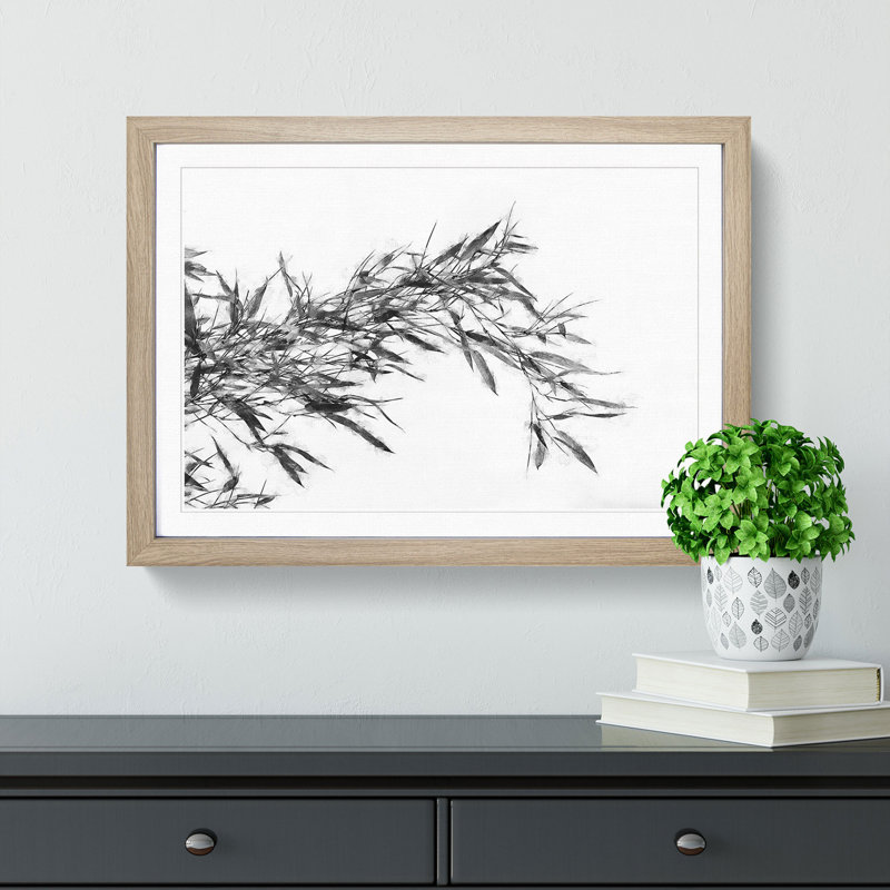 Leaves of a Bamboo Plant - Picture Frame Graphic Art Print, 62cm H x 87cm W x 2cm D, Oak Framed