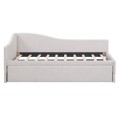 Twin Size Upholstered L-Shaped Upholstered Daybed with Pop Up Trundle by Lark Manor