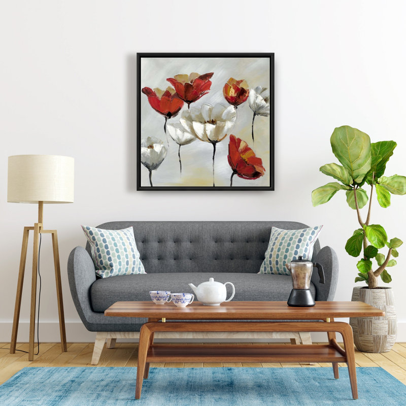 " Abstract Red And White Flowers "