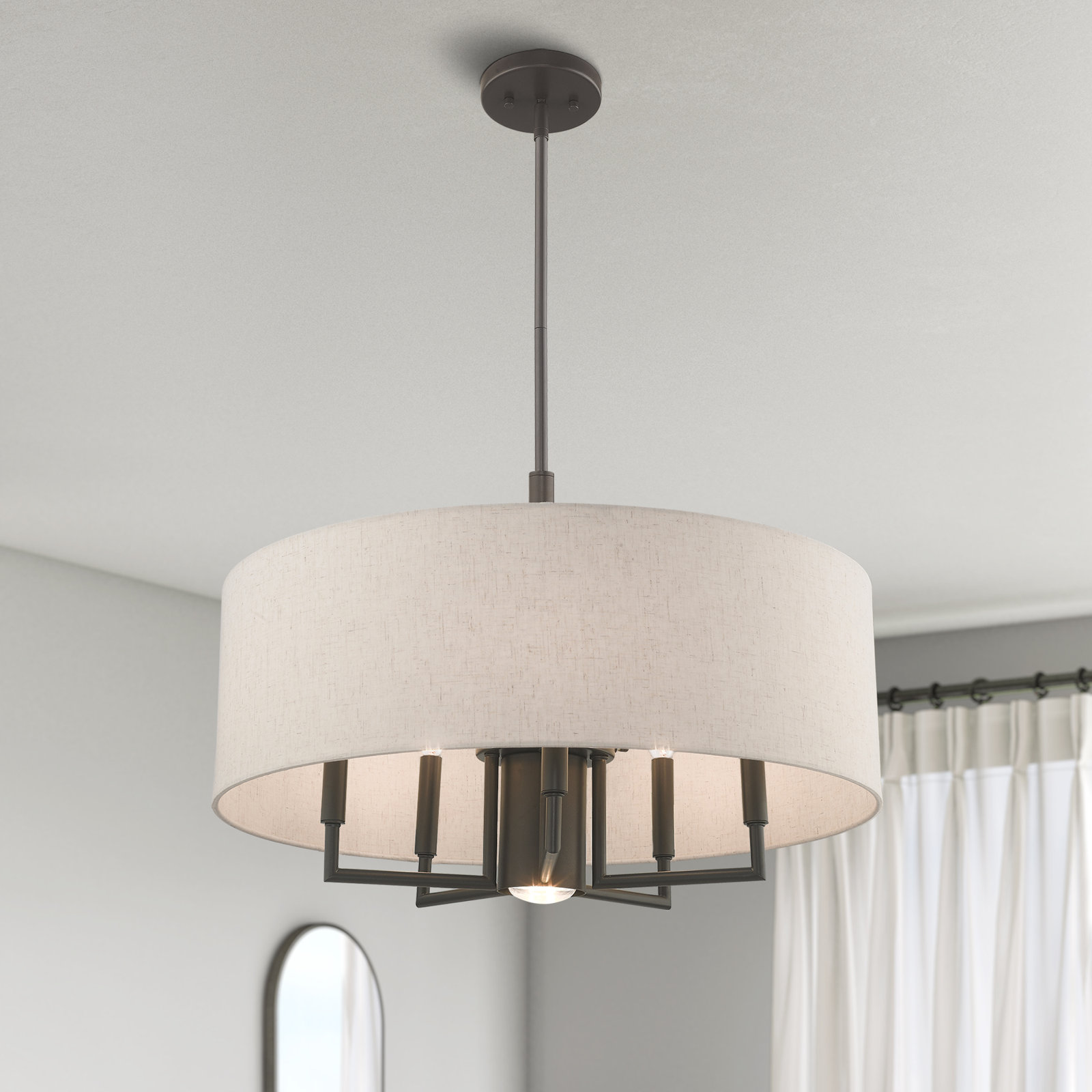 Bazilijus 6 - Light Dimmable Drum Chandelier, English Bronze