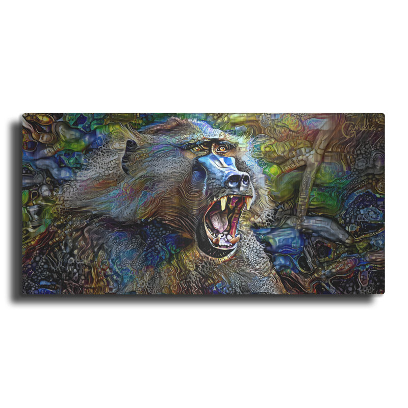  «Sacred Baboon Hamadryas» par Pedro Gavidia, art mural en métal, 24 po x 12 po, H 12 po x l 24 po
