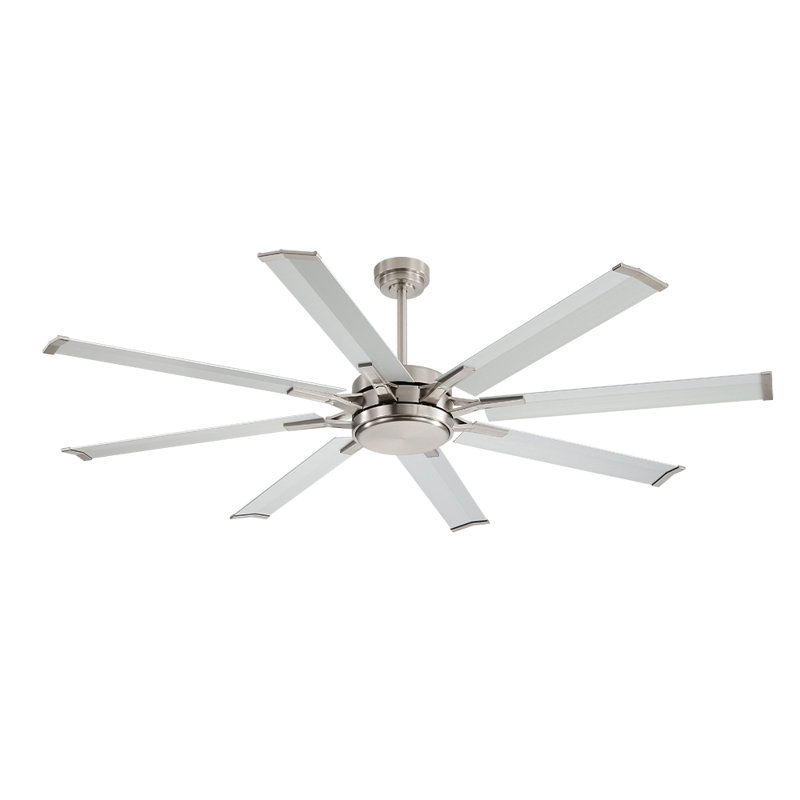 Ventilateur de plafond intérieur sans lumière, moteur réversible, Argent argent, 96", Nickel