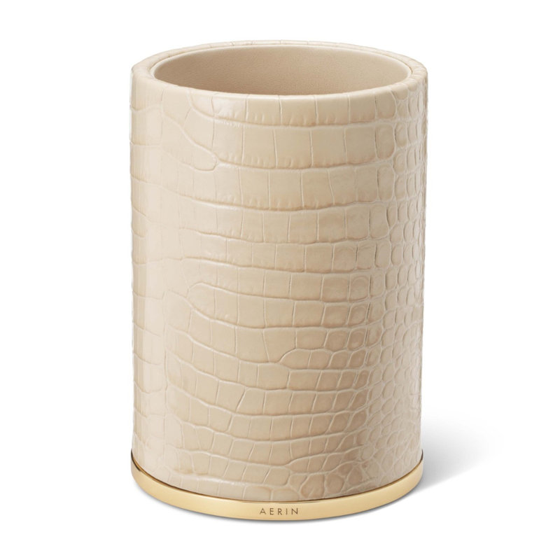 Classic Croc Leather Pencil Cup, Beige