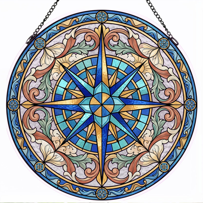 Panneau de vitrail en verre coloré, 7,8 heures, H 7,8 po