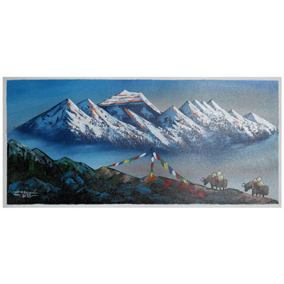 Mont Everest et peinture Yak | Huile sur toile