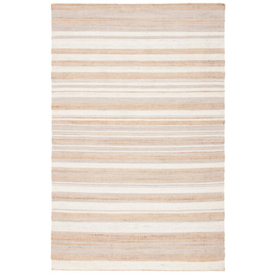 Grice Hand Woven Jute/Wool Striped Rug in Natural/Ivory