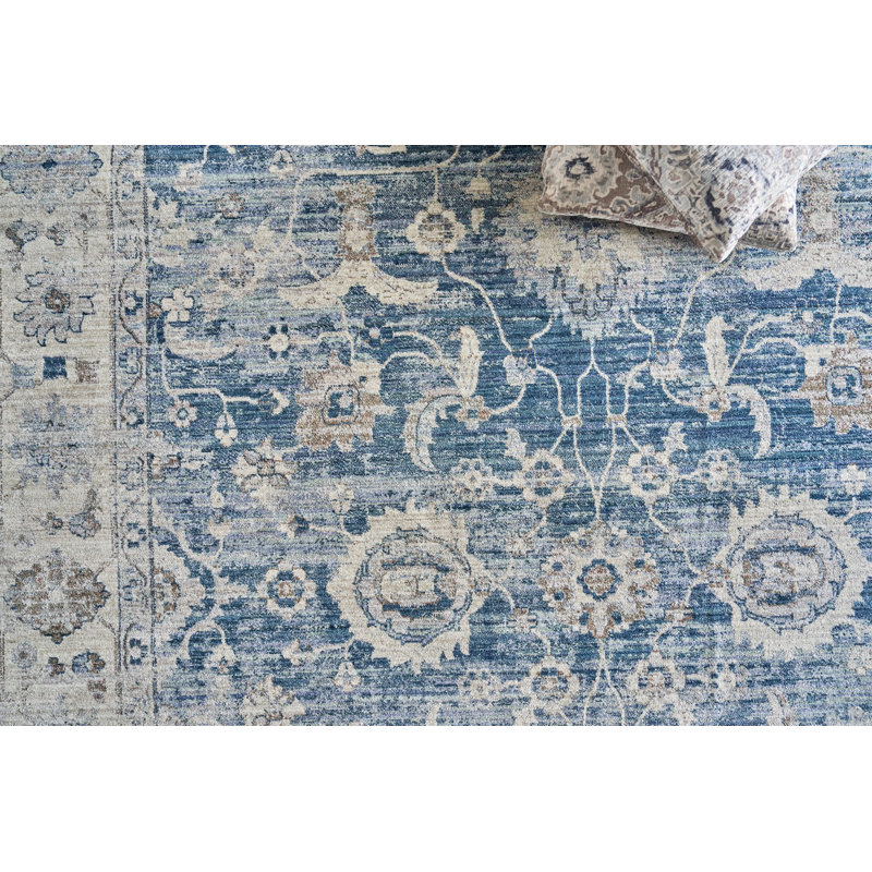 Vintage Looms Blue/Beige Polyester powerloom Area Rug, Runner 4' x 12'