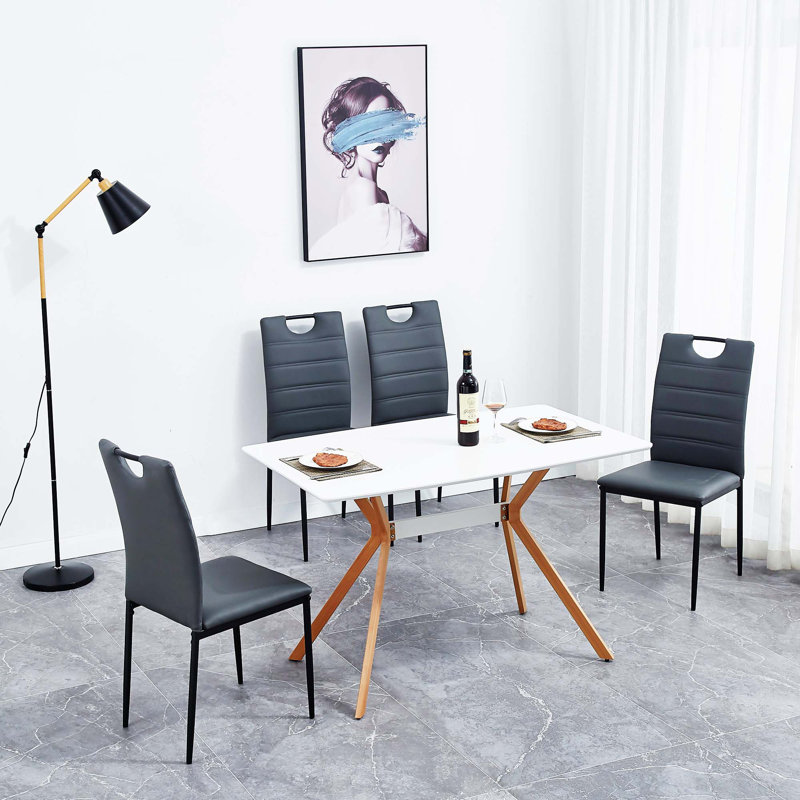 4 - Person Four Leg Dining Set, Gray