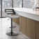 Swivel Adjustable Height Bar Stool with Pedestal Metal Base in Faux Leather and Wood