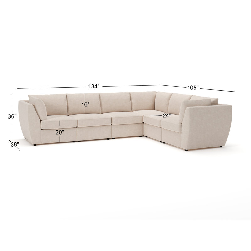 Halson 6-PC Modular Upholstered Sectional, Evan Metal