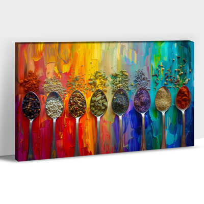 Colorful Kitchen Wall Art Canvas Prints Vintage Tableware Food Painting Picture Poster Artwork Canvas Wrapped Framed Ready to Hang for Dining Room Kitchen Wall Decor Home Decoration, 12×16 Inches