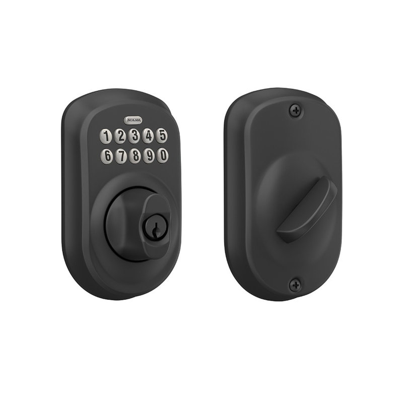 Schlage Keypad Deadbolt with Plymouth Trim, Matte Black