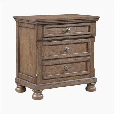 Transitional Antique Brown Finish 1pc Nightstand with Hidden Drawer Bun Feet Classic Wooden Bedroom Furniture
