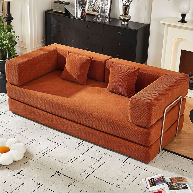 Canapé-lit convertible Corduroy, Orange