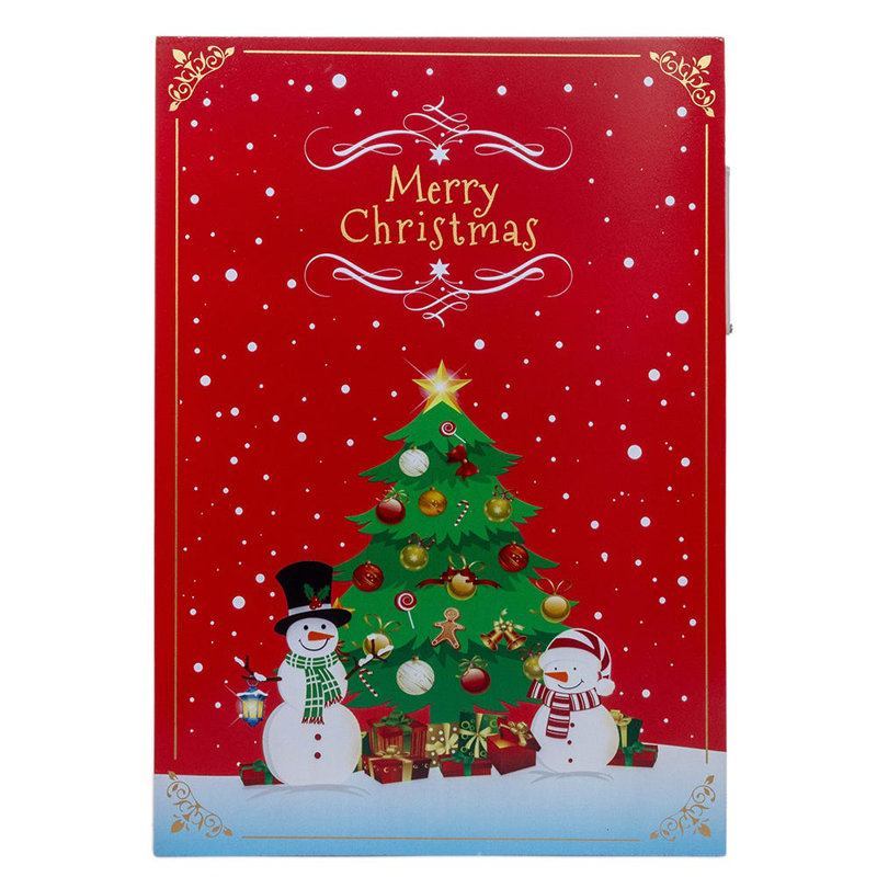 13-inch Red and White Wooden Christmas Countdown Calendar with LED Lights