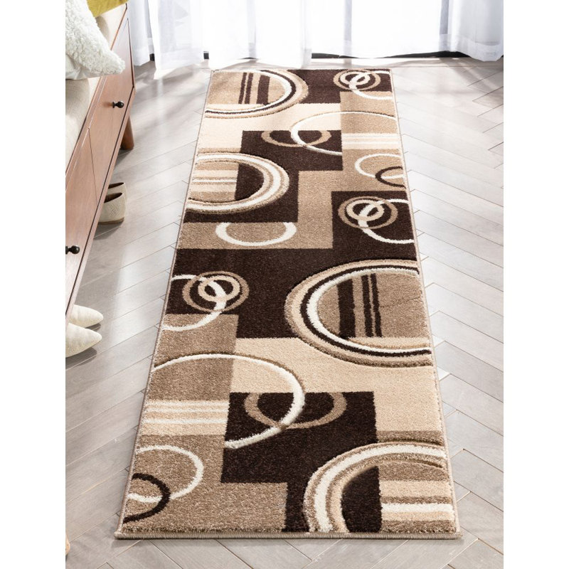 Shaliya Abstract Area Rug in Brown/Beige, Runner 2' x 7'