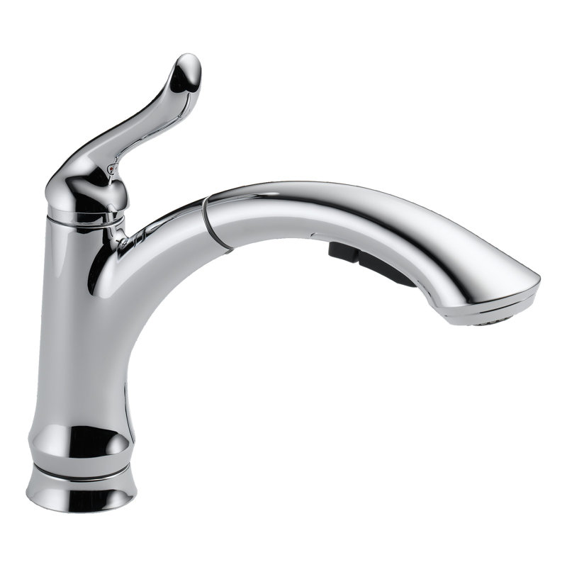 Robinet d'évier de cuisine à bec rétractable Linden, Chrome chrome, Sans distributeur de savon