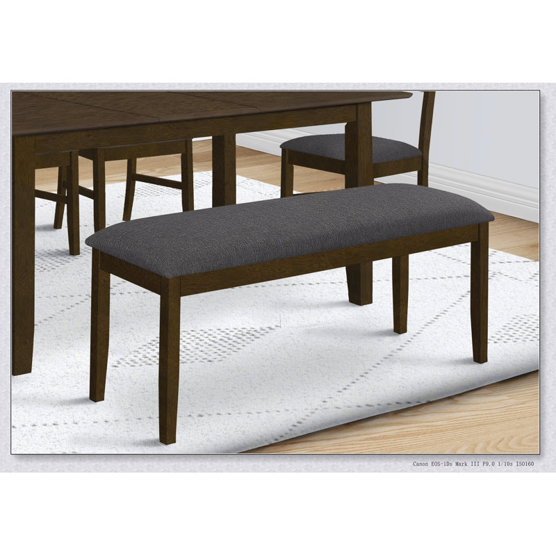 Banc, 44 po rectangulaire, rembourré, bois, salle à manger, cuisine, vestibule, bois massif, tissu, transitionnel