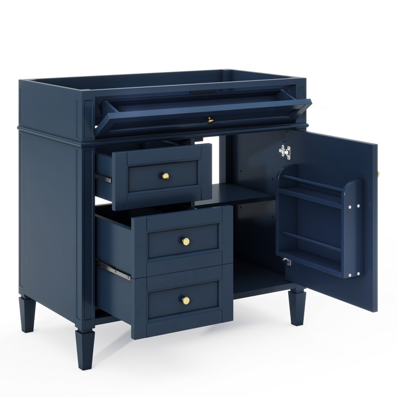 '' Modern Bathroom Vanity With 2 Drawers And Tip-out Drawer, Solid Wood Frame - No Basin Sink