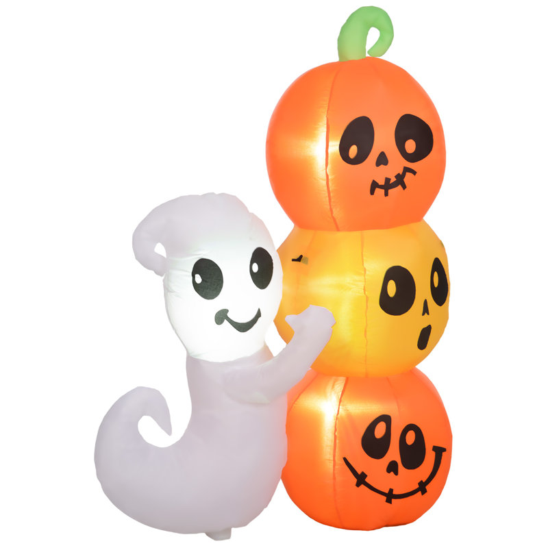 Décoration d'Halloween gonflable 5 pi fantôme et citrouille