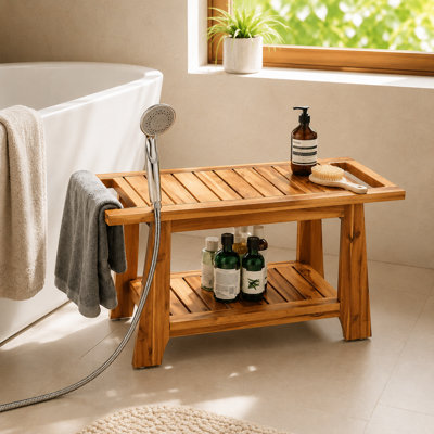 28" Acacia Wooden Shower Benches For Inside Shower