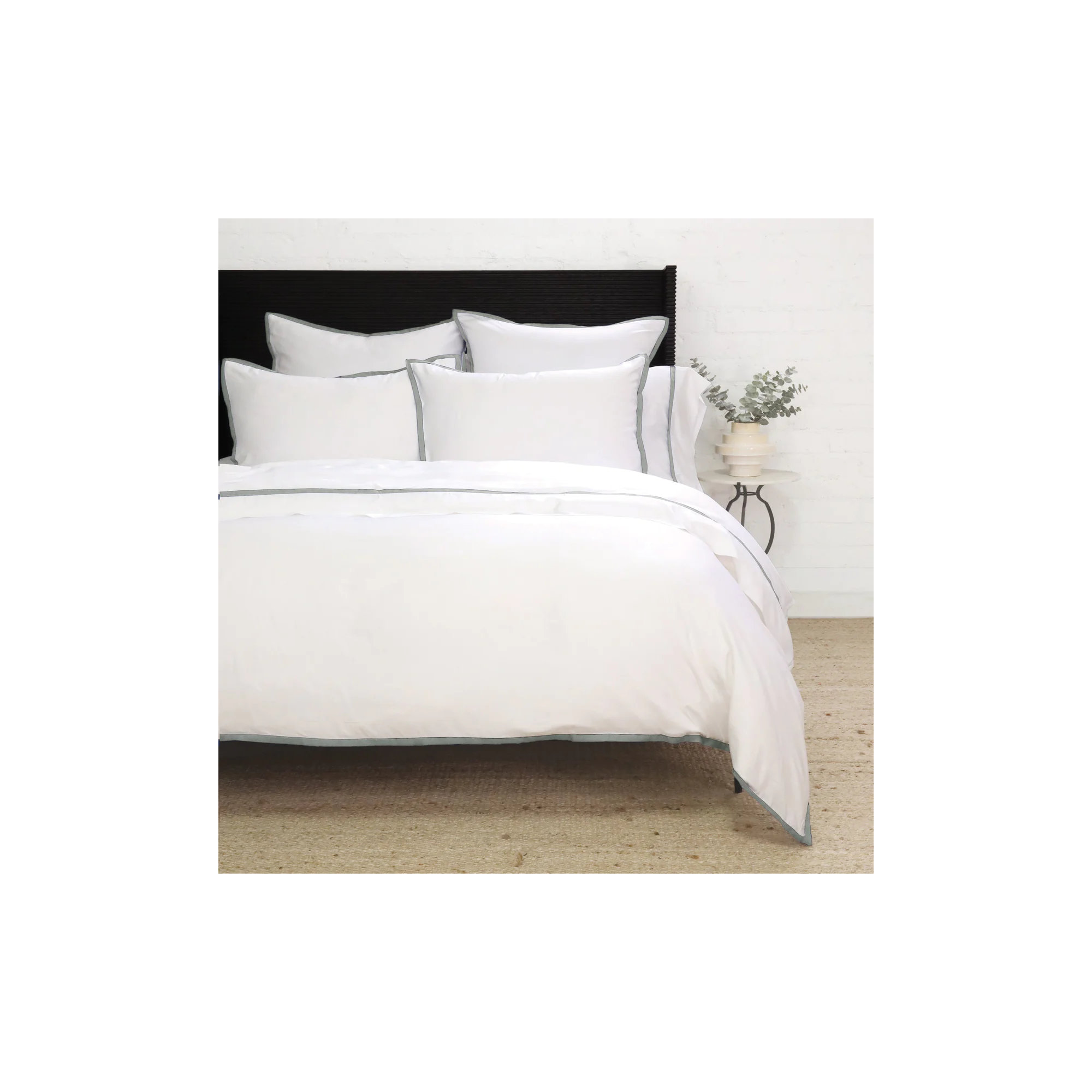 Langston Rayon From Bamboo Duvet Cover Set, White/Ocean, Twin Duvet Cover +  1 Standard Sham