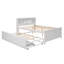 Lit plateforme double avec tête de lit à rangement, USB, lit gigogne simple et 3 tiroirs, blanc-1791686110