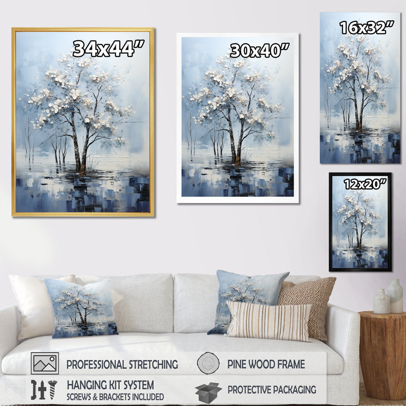 «Maple Trees In Stormy Blue Tones I» sur toile, Toile tendue, H 32 po x l 24 po x P 1 po