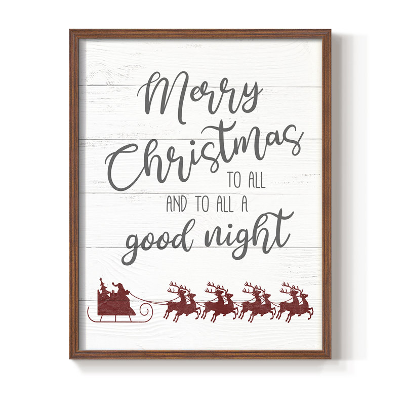Goodnight Sleigh Framed Print - Solid Wood, 21" H x 17" W, Walnut