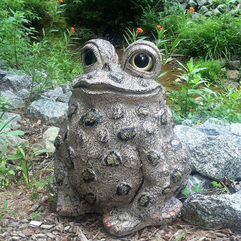 Statue de jardin fantaisiste crapaud «Stretch», H 17 po x l 15,5 po x P 13,5 po, Brun, 1