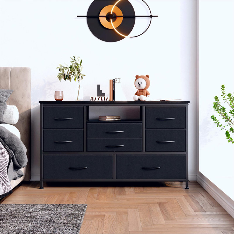 Crédence de rangement en bois massif de 47,4 po de largeur Cifornia, Light Black