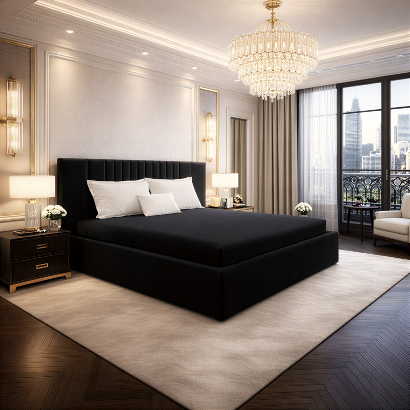 Upholstered Bed, Super King (190 x 213 cm), Black