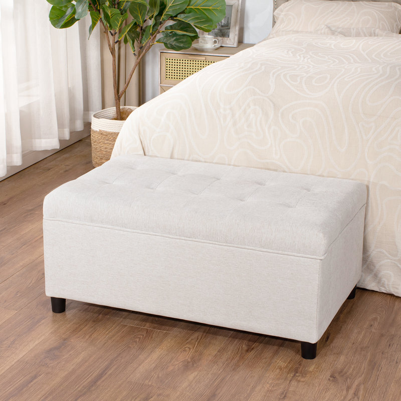 Banc de rangement rabattable, Blanc cassé / blanc
