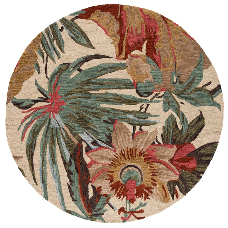 Arber Jardin Hand Tufted Wool Floral Rug, Round 7'