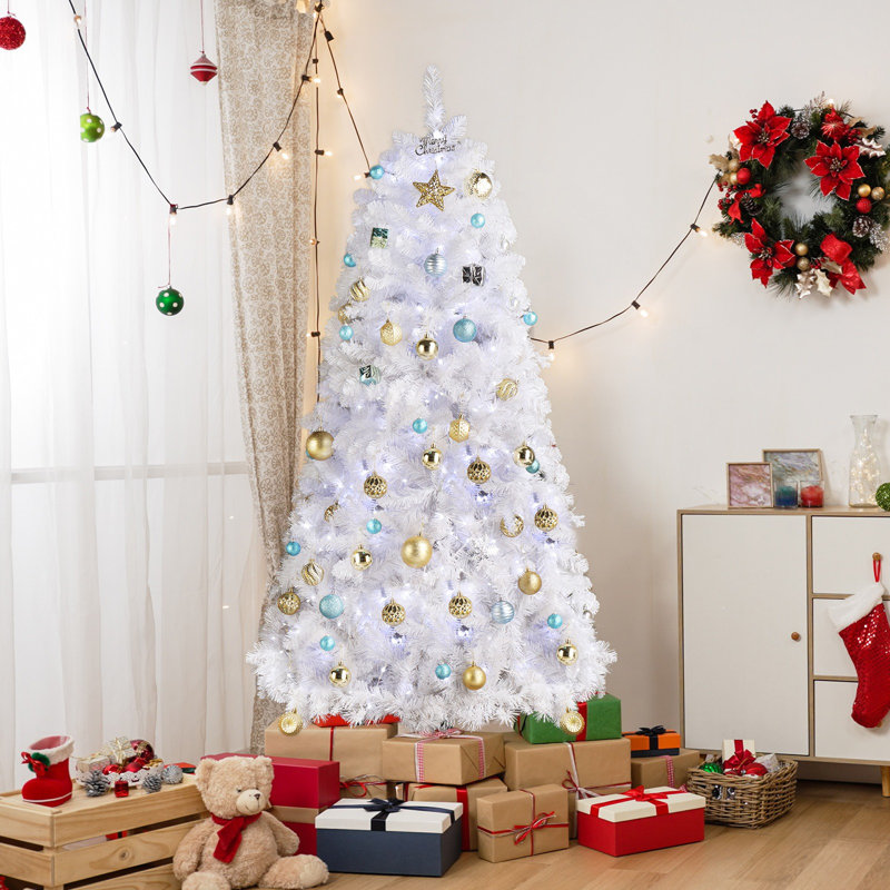 6 pieds 845 branches arbre suspendu structure en pvc blanc tête ronde 300 lumières couleur froide 8 modes avec télécommande arbre de Noël