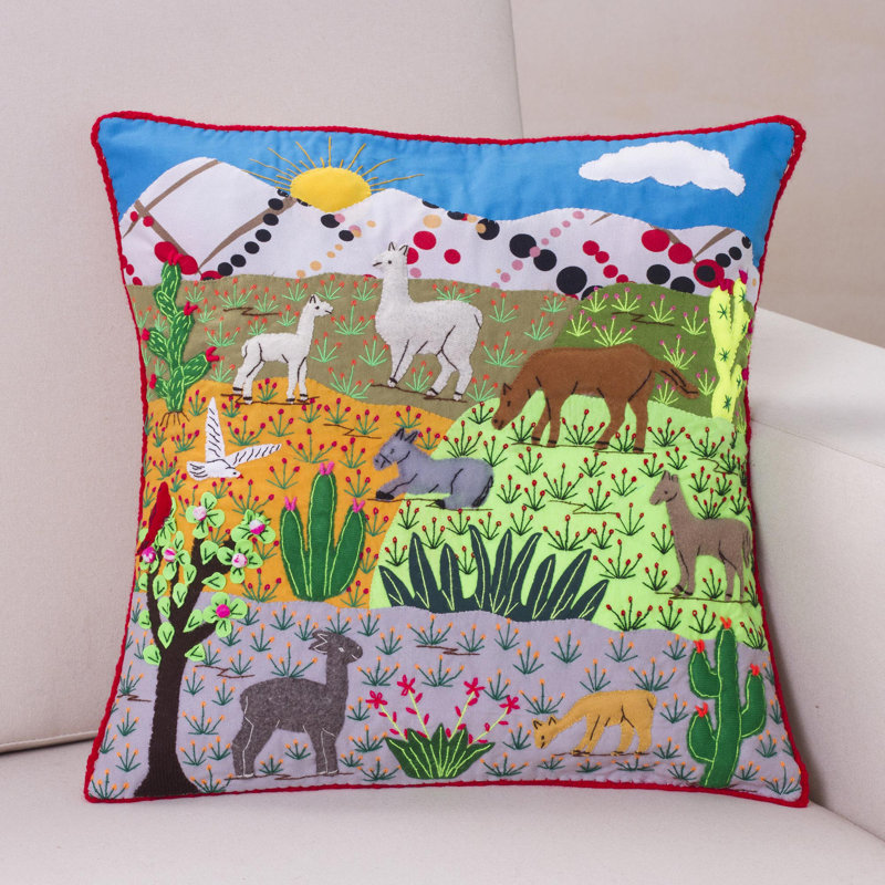 Andean Patchwork Cotton Blend Pillow Cover