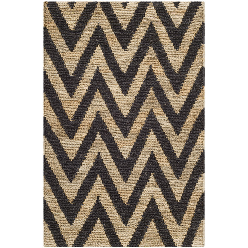 Louisos Hand Knotted Jute Chevron Rug, Rectangle 2'6" x 4'