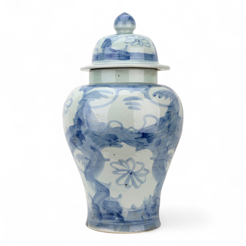 Blue and White Lidded Jar