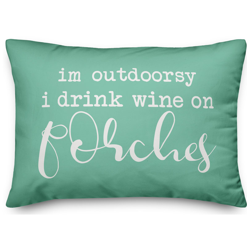 Textual Outdoor Reversible Throw Pillow, Mint Green