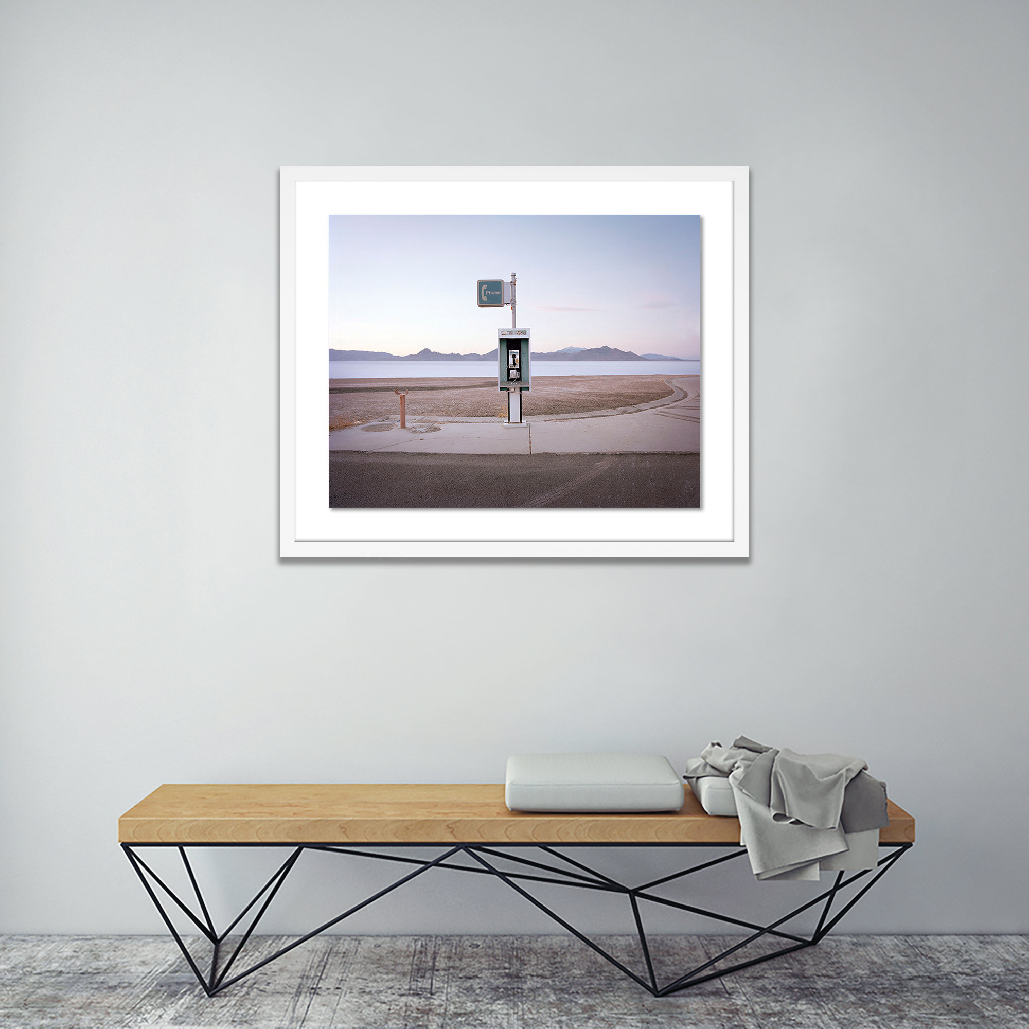 Bonneville Pay Phone by Ryann Ford, 34" H x 40" W x 2.5" D, White
