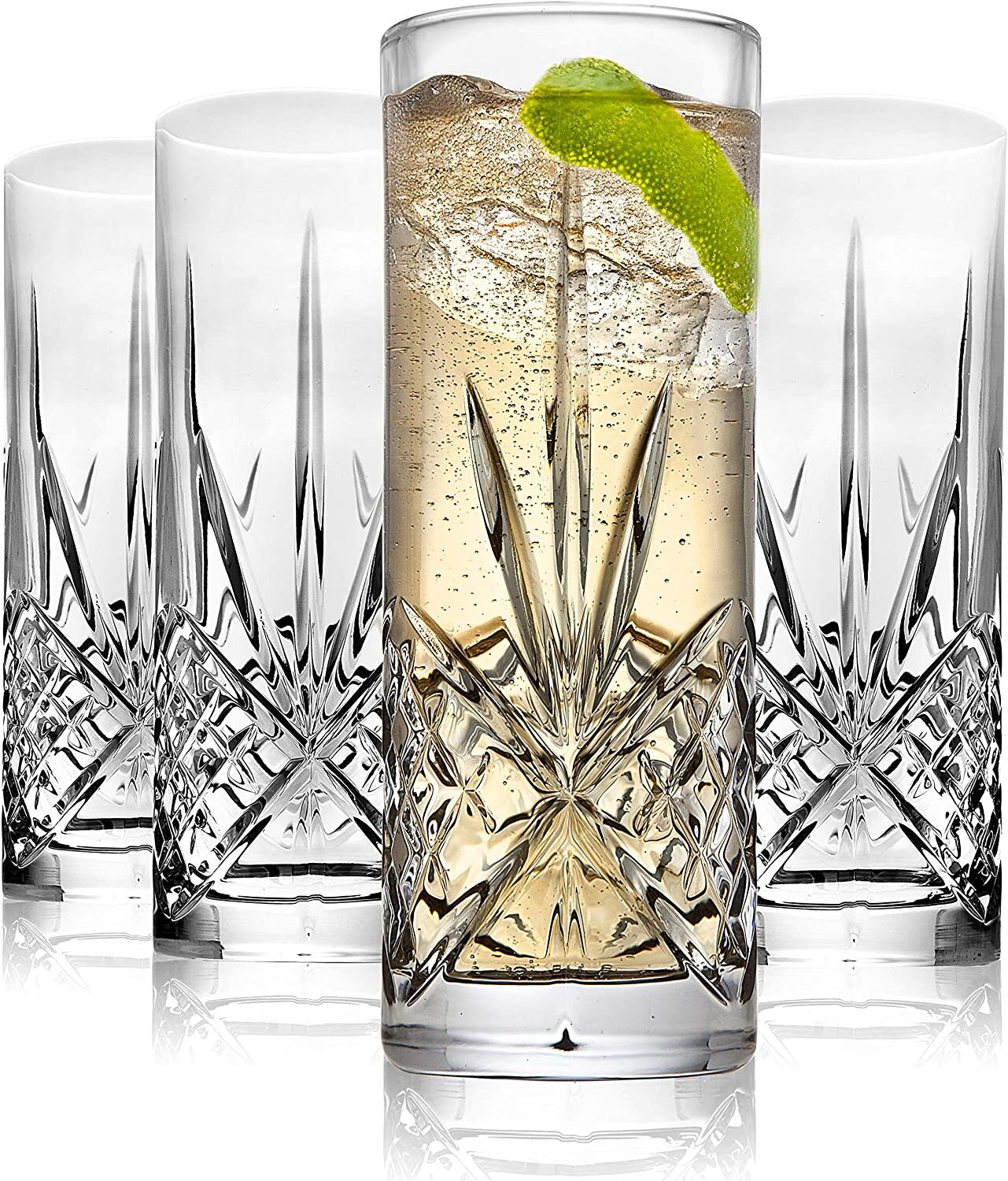 Godinger Set of 4 Crystal Whiskey Bar Glasses 10 oz Double Old Fashioned  CHILL