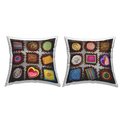 Mixed Box of Chocolates 2 PC Decorative Printed Throw Pillow Set by Liz Jardine