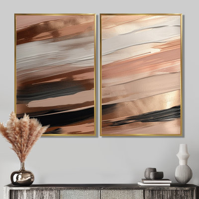 Rosegold And Pink Forms In Contemporary II - Abstract Wall Decor