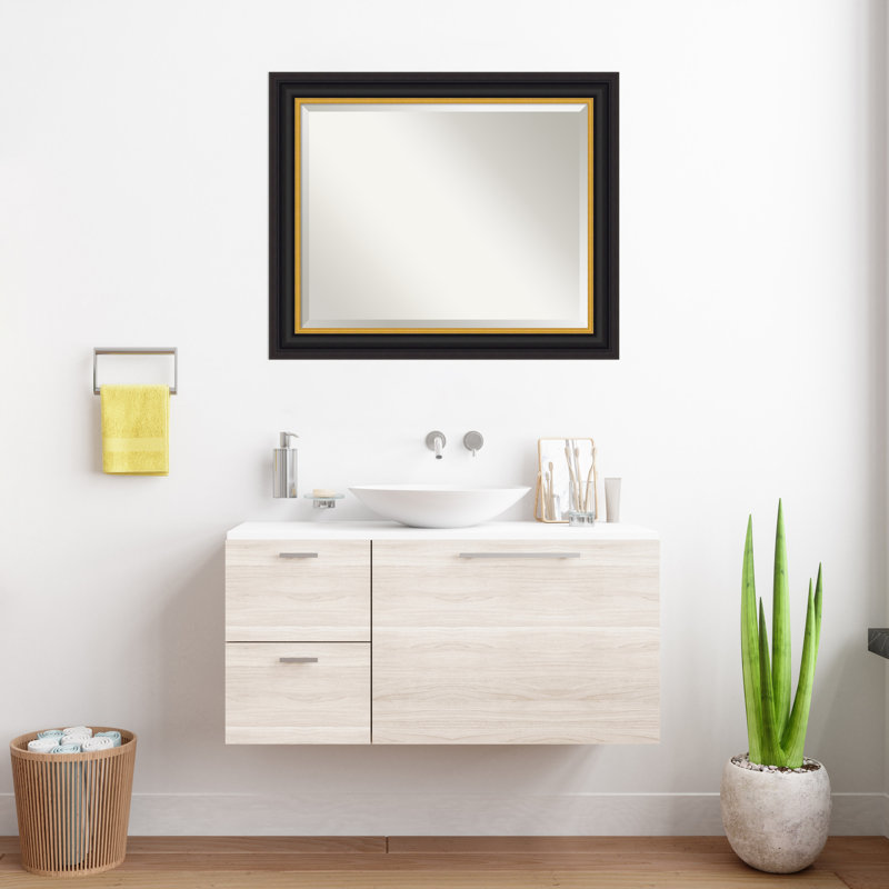 Miroir mural de salle de bain Sierra, 29,5 po x 23,5 po, Brun-noir