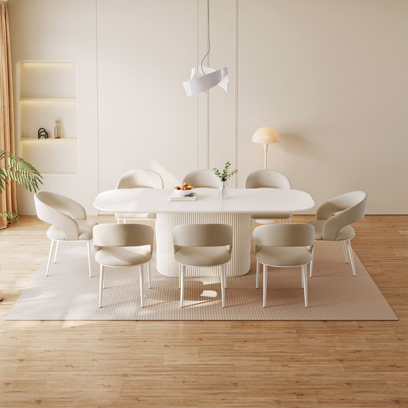 Ensemble de table de salle à manger avec 8 chaises, 9 Pieces: Table, 8 Chairs, 29.64" H x 86.61" W x 33.46" D