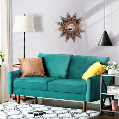Everly Quinn Hessville Sofa 56" Velvet Round Arm Loveseat
