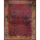 Wool 1920s Purple / Lavender Mauve Hand Knotted Pile Antique Rectangle Rug
