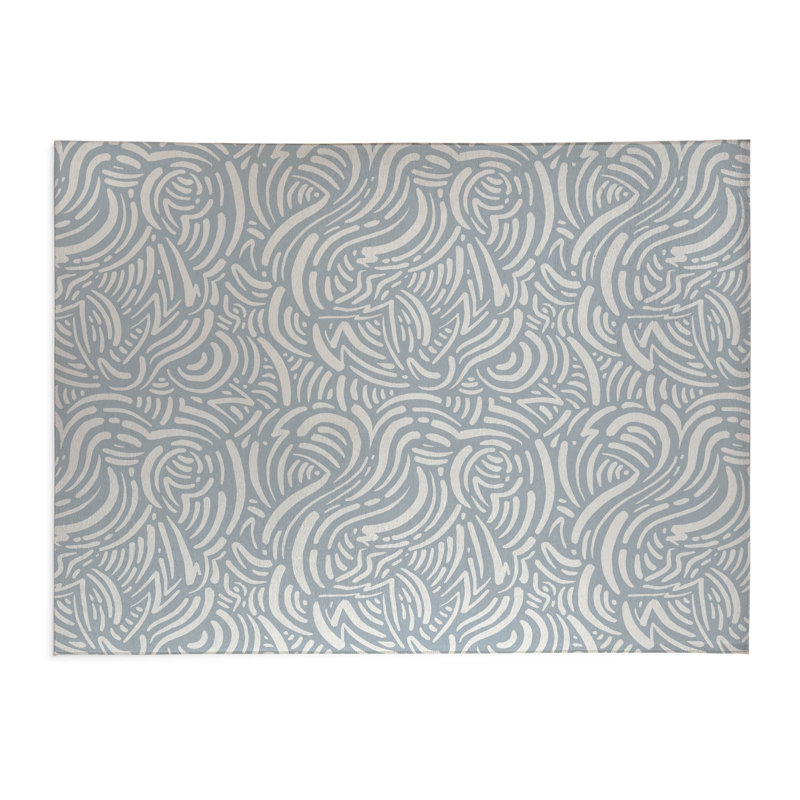 Tapis de cuisine Cozy Swirl, Rectangle 5 pi x 7 pi, Bleu ardoise