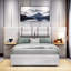 Upholstered Platform Bed With Two Bedside Pillows, Storage Shelves, Two Outlets And USB-115070612-115070635